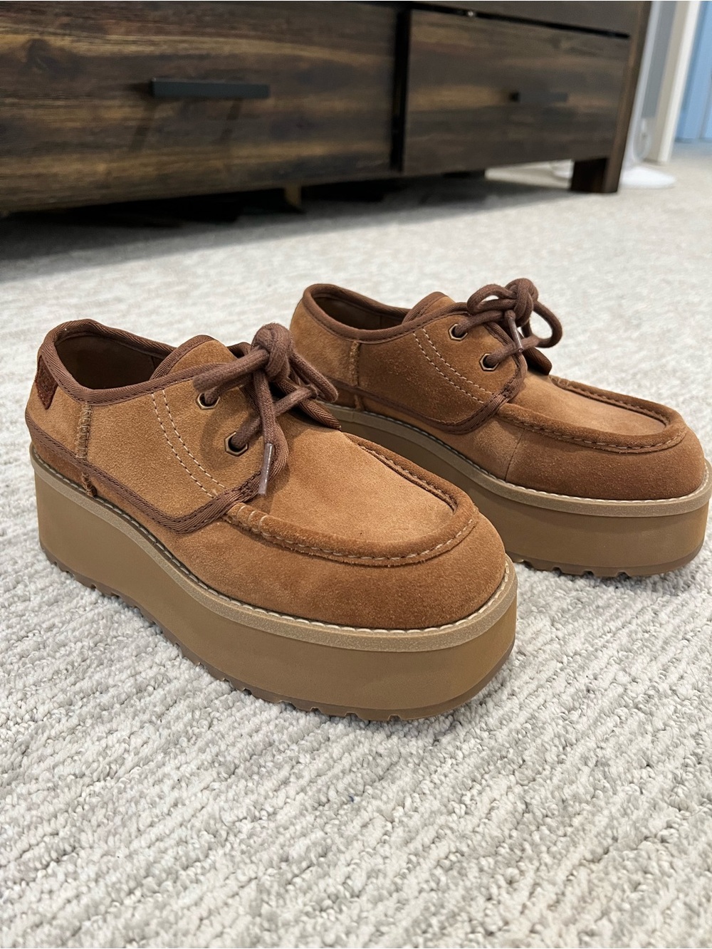 BNWT UGG Camel Suede Platform Loafers